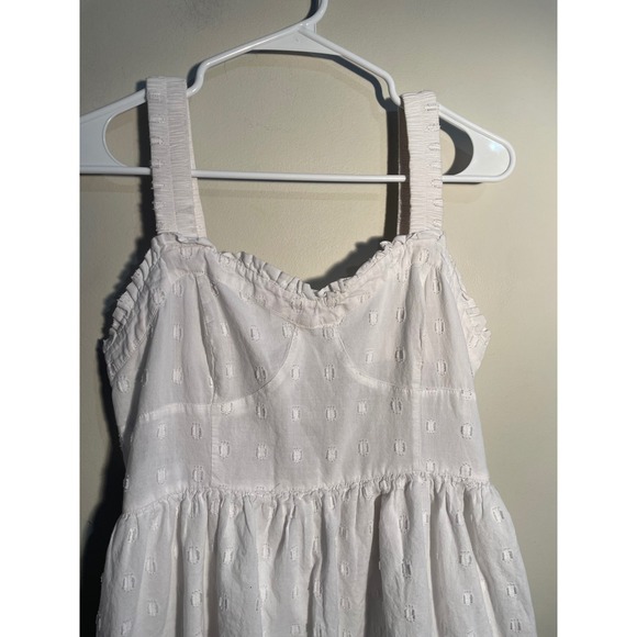 American Eagle White Eyelet Open Back Tiered Cotton Midi Dress Size Large Bridal - Picture 3 of 12